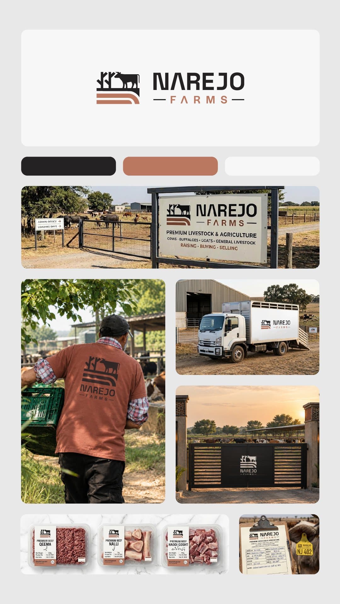 The Narejo Farms brand board