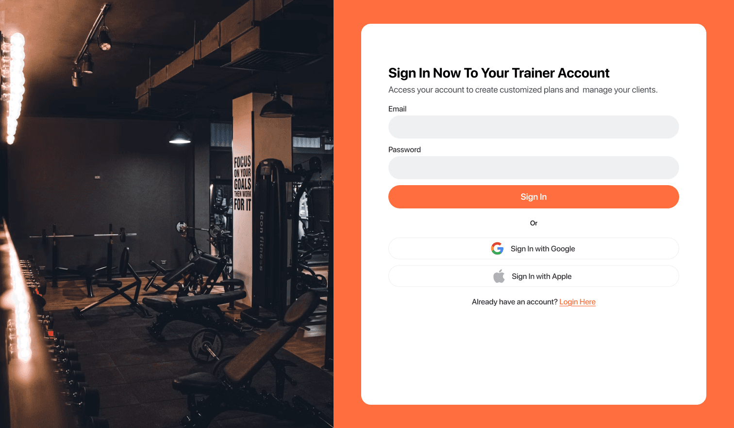 FitTree login screen
