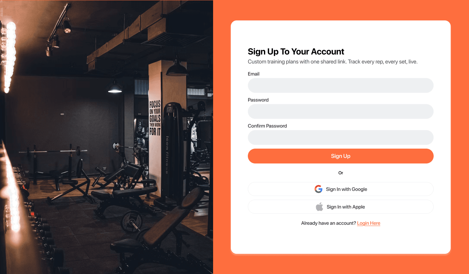 FitTree sign-up screen